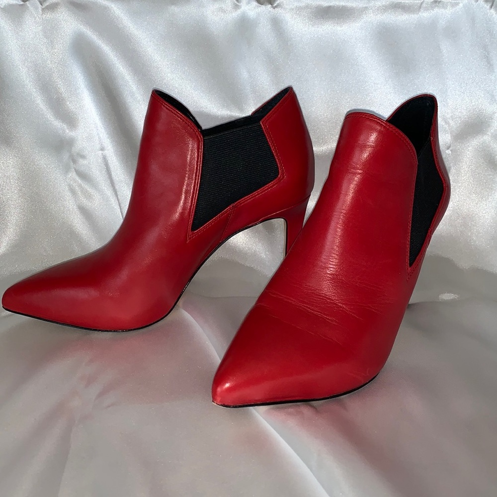 Antonio Melani “Lara” Heeled Bootie in Lorenz Red